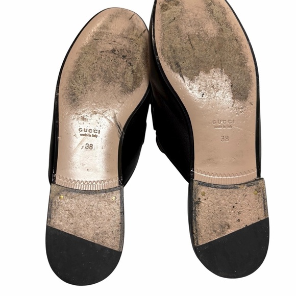 Gucci Princetown Leather Mules Black | Gold Horsebit & Red Heart Size 38 | 8 US - Picture 11 of 14